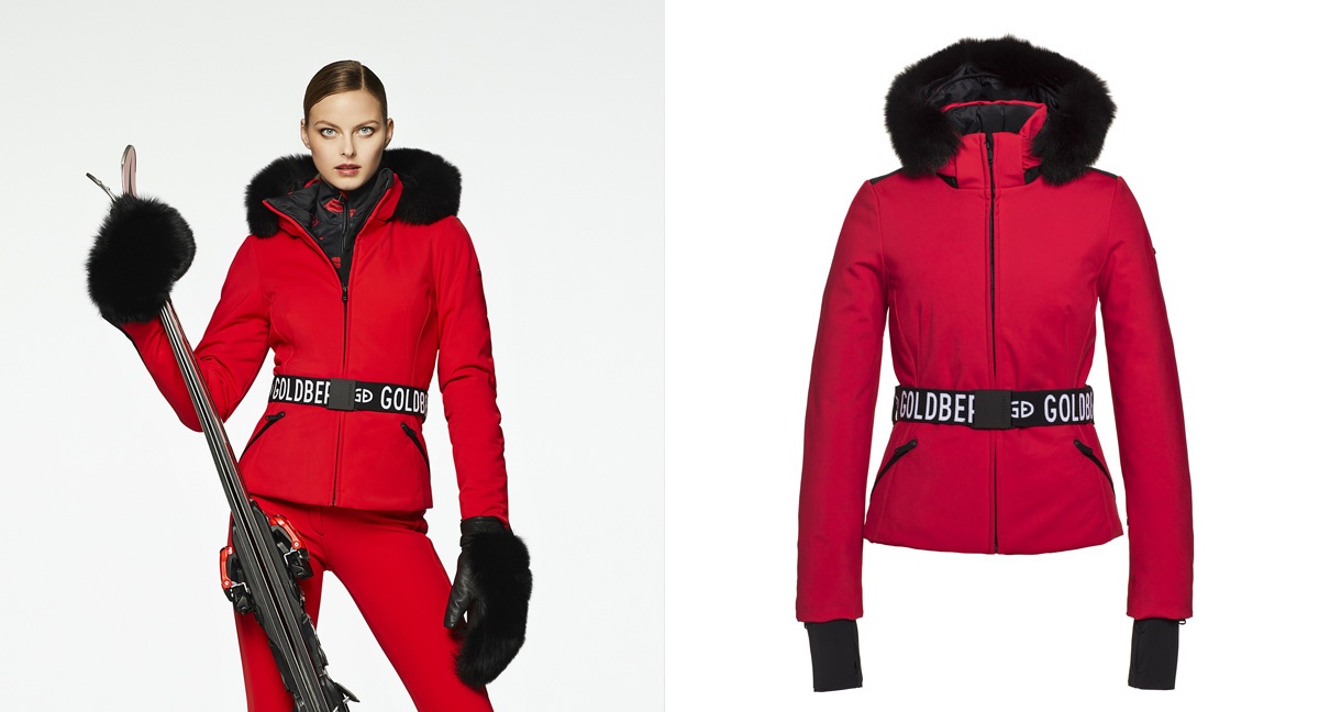 GOLDBERGH HIDA JACKET REAL FOX FUR RUBY RED