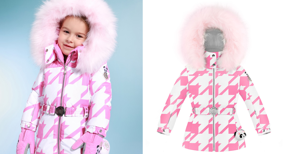 POIVRE BLANC BABY GIRL SKI JACKET CHECK LOLLY PINK